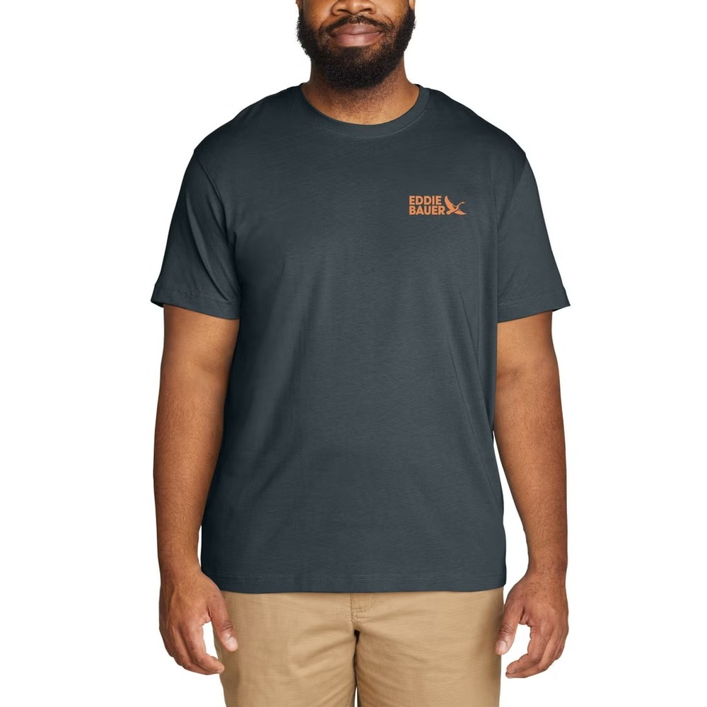 Eddie Bauer Mens Graphic Tee Blue Mountain Back Print T-Shirt 2XL New 1970817